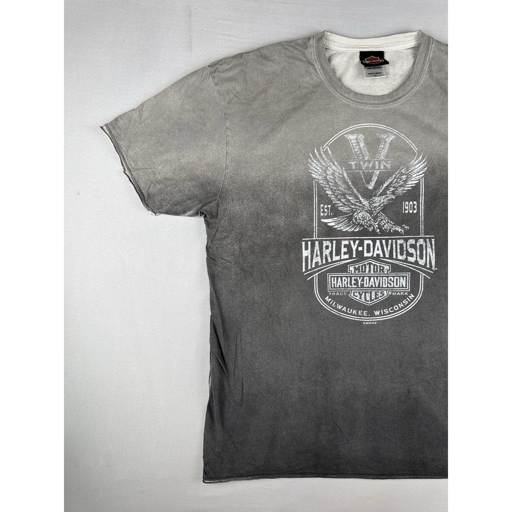 Harley Davidson Twin V Eagle Gradient Fade Dealer T Shirt Winona MN Large - Picture 4 of 13